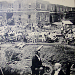 Dr. Kirkbride viewing the construction of his hospital building.